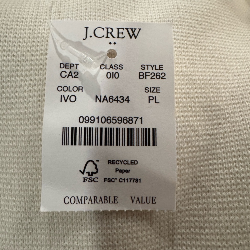 J. Crew Cream Women's Sweater Blazer w pockets. NWT Sz L petite - Picture 7 of 9
